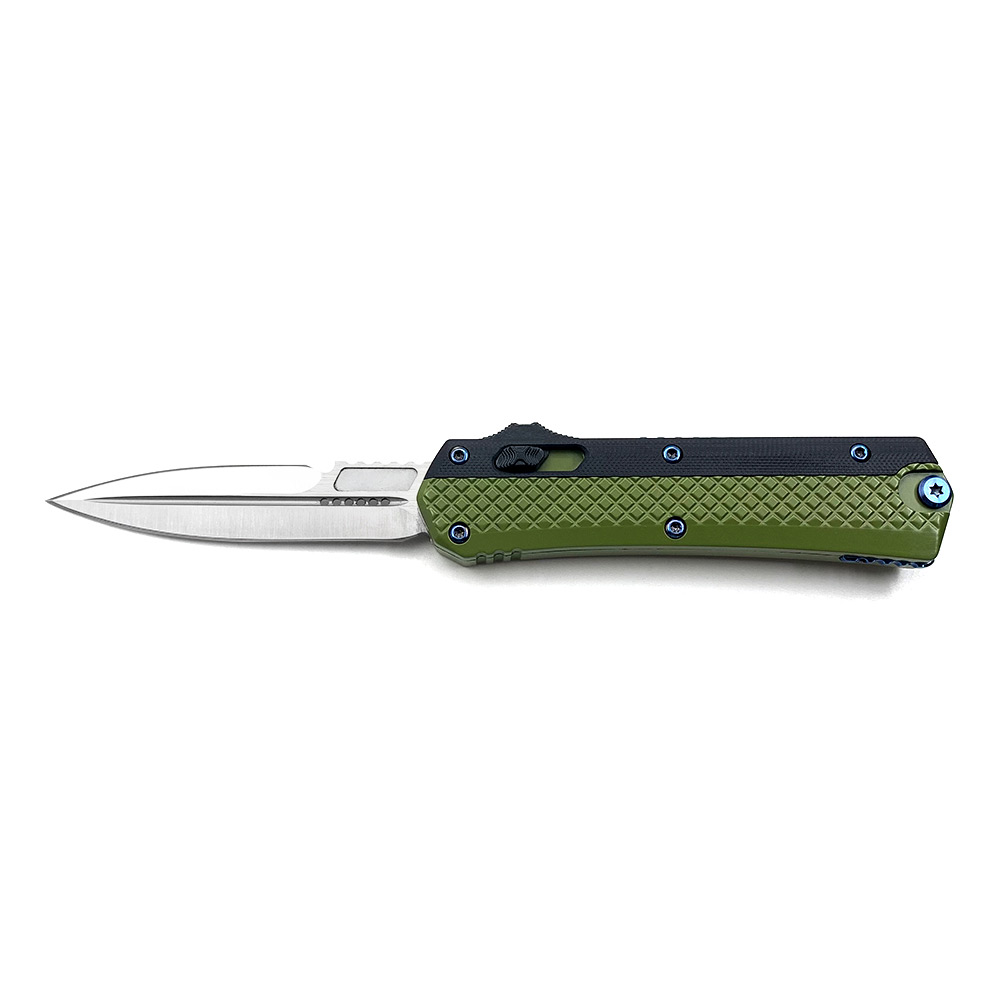Double Edge Black & Green 2 Tone Handle OTF Knife