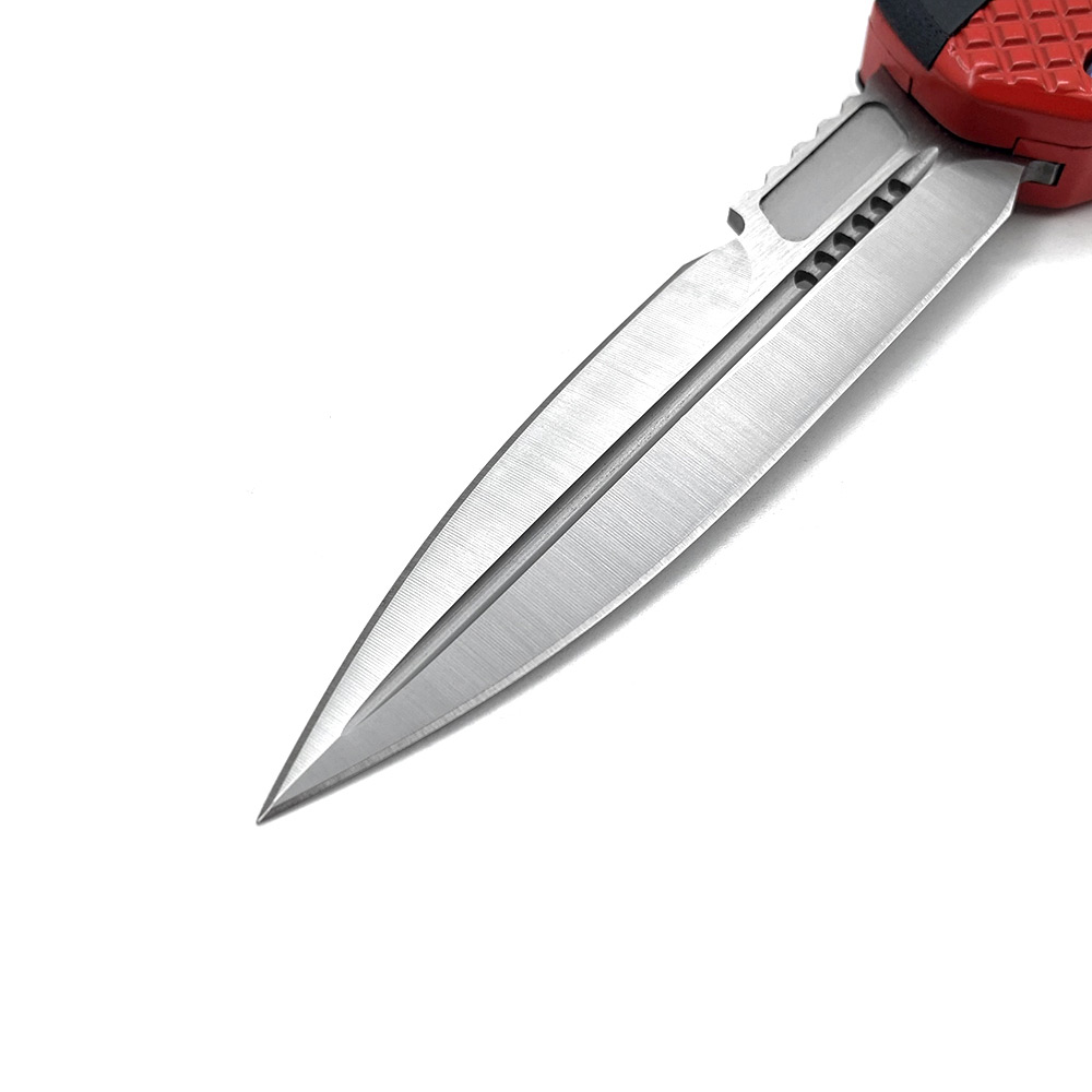 Double Edge Black & Red 2 Tone Handle OTF Knife
