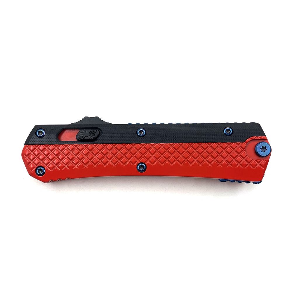 Double Edge Black & Red 2 Tone Handle OTF Knife