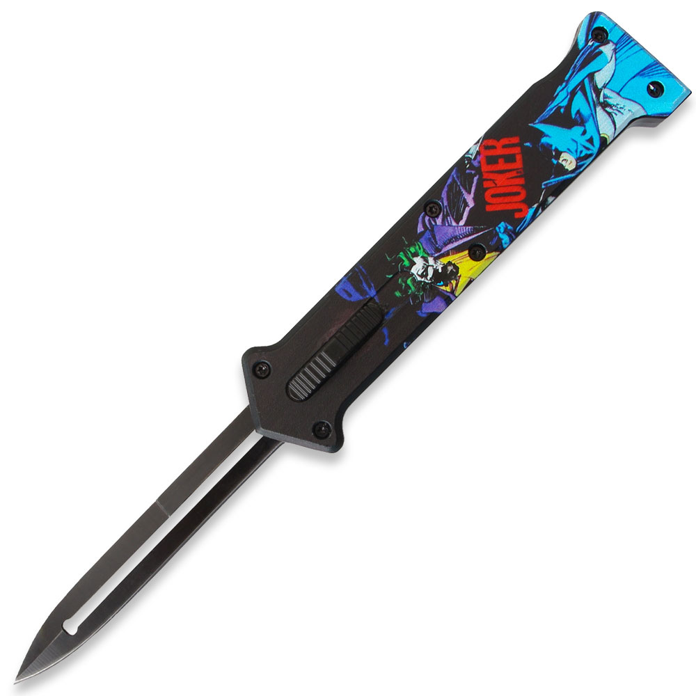 3 D Print  Handle JOKER" Black Single Edge Blade OTF Knife Out The Front Limited Edition