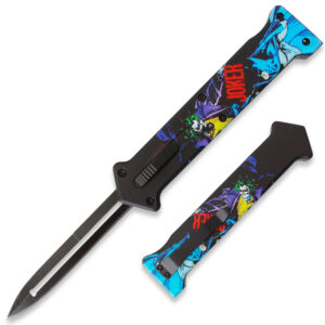 3 D Print  Handle JOKER" Black Single Edge Blade OTF Knife Out The Front Limited Edition