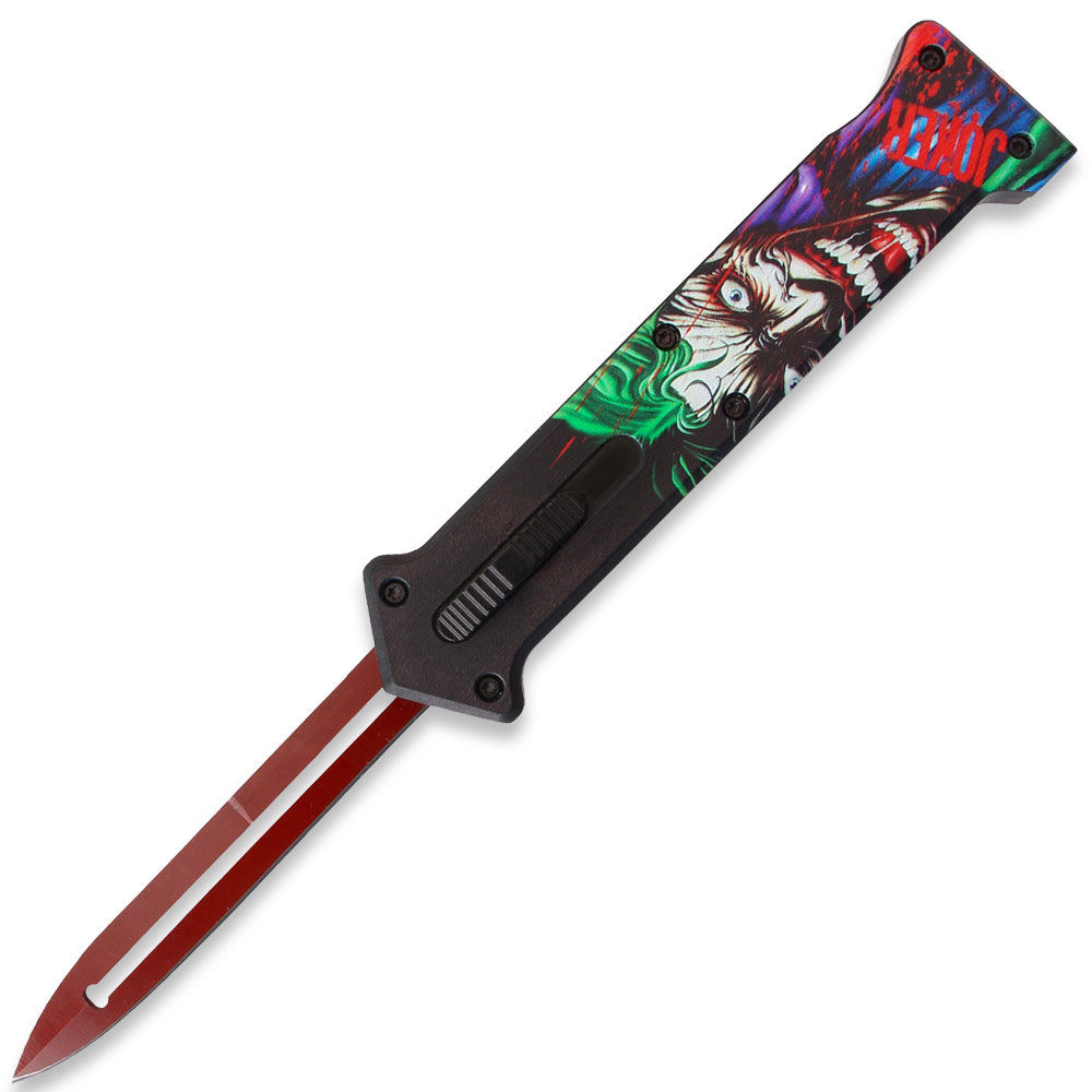 3 D Print  Handle JOKER" Red Single Edge Blade OTF Knife Out The Front Limited Edition