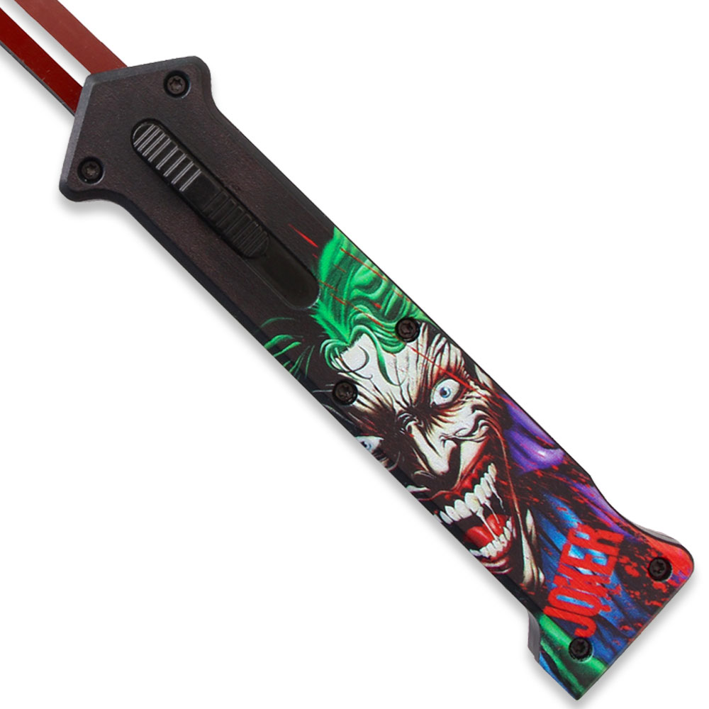 3 D Print  Handle JOKER" Red Single Edge Blade OTF Knife Out The Front Limited Edition