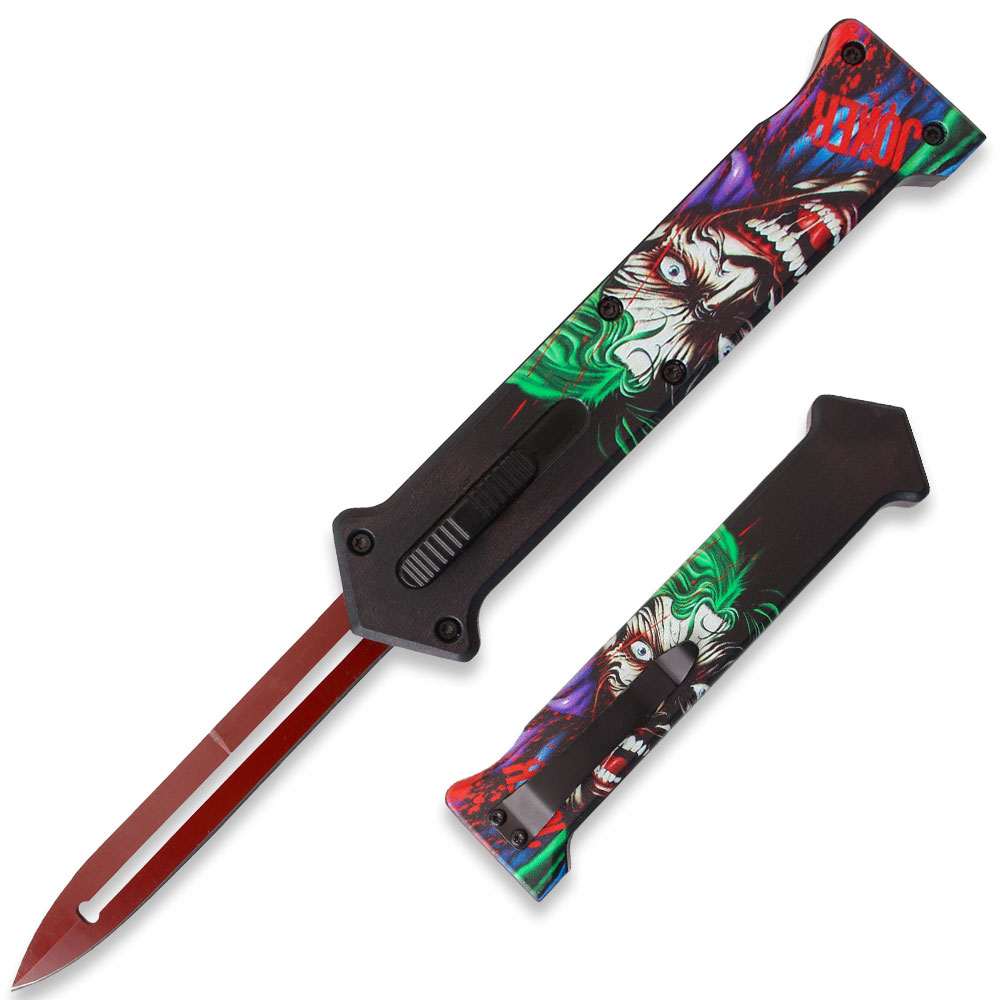 3 D Print  Handle JOKER" Red Single Edge Blade OTF Knife Out The Front Limited Edition