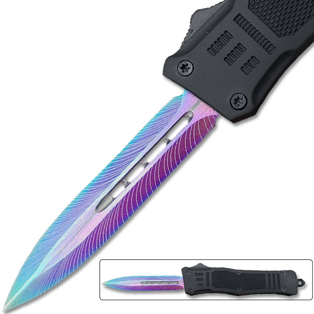 Limited Edition OTF Titanium Out The Front Automatic Double Edge Spear Point