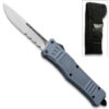 Grey Legacy Edge OTF Knife Half Serrated/Half Plain Drop Point Blade
