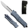 Grey Legacy Edge OTF Knife Half Serrated/Half Plain Drop Point Blade