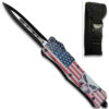 American Punisher Swift OTF Knife Double  Edge Blade American Flag