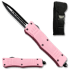 Pink Legacy Edge OTF Knife Spear Point, Double Edged Blade