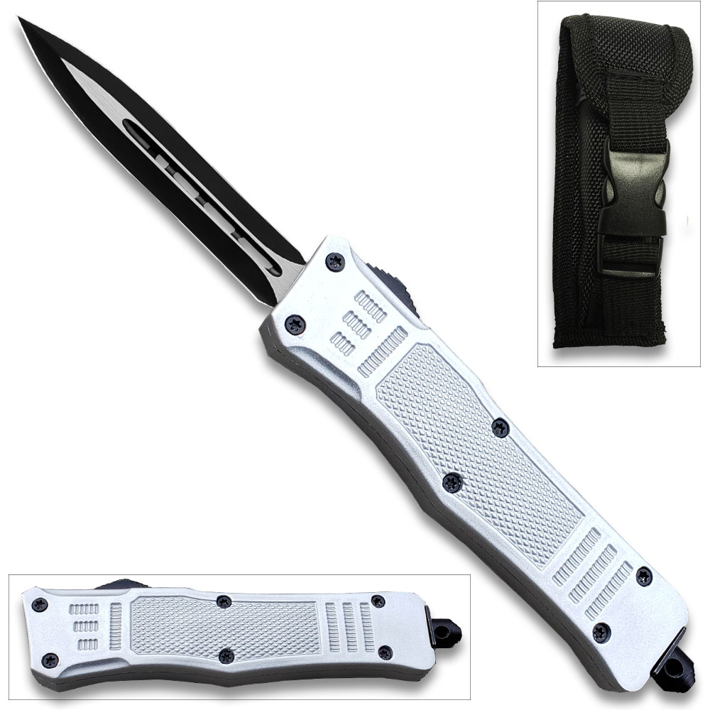 Silver Legacy Edge OTF Knife Spear Point, Double Edged Blade