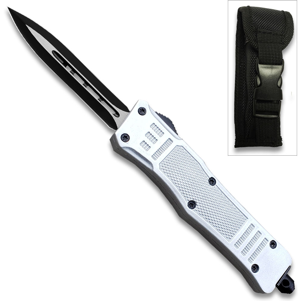 Silver Legacy Edge OTF Knife Spear Point, Double Edged Blade