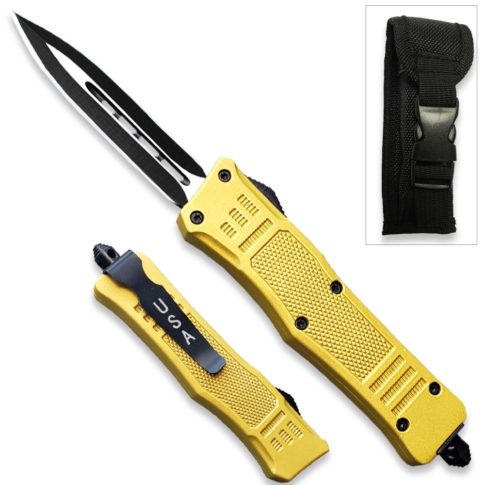 Yellow Edition Legacy Edge OTF Knife Double Edge Blade