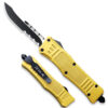 Yellow Edition Legacy Edge OTF Knife Drop Point Half Serrated Edge Blade