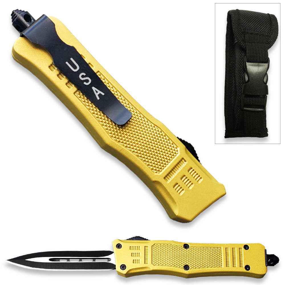 Yellow Edition Legacy Edge OTF Knife Double Edge Blade