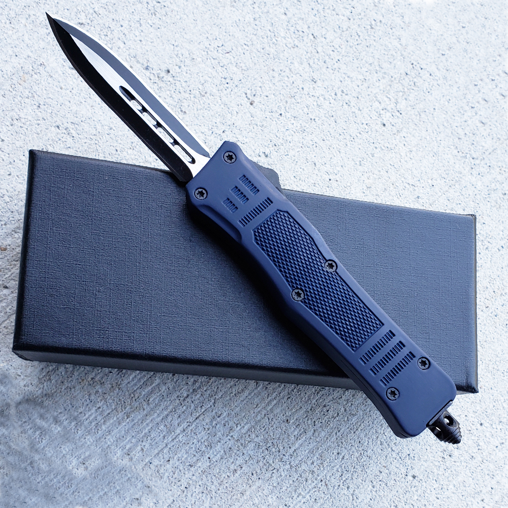 Blue Legacy Edge OTF Knife Spear Point, Double Edged Blade