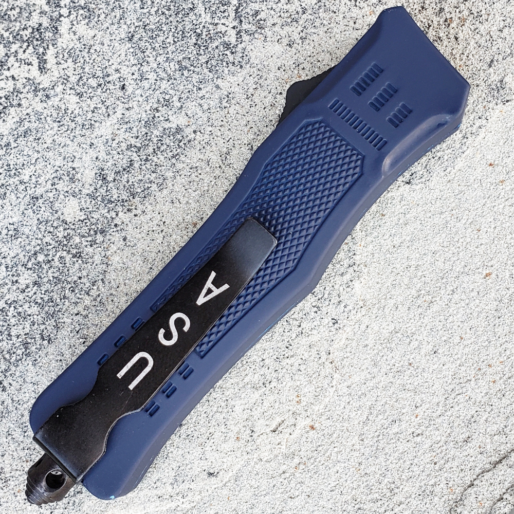 Blue Legacy Edge OTF Knife Spear Point, Double Edged Blade