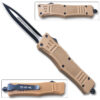 Brown Legacy OTF Knife Spear Point, Double Edged Blade