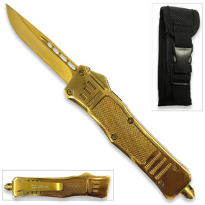 Gold Edition Legacy Edge OTF Knife Drop Point Edge Blade