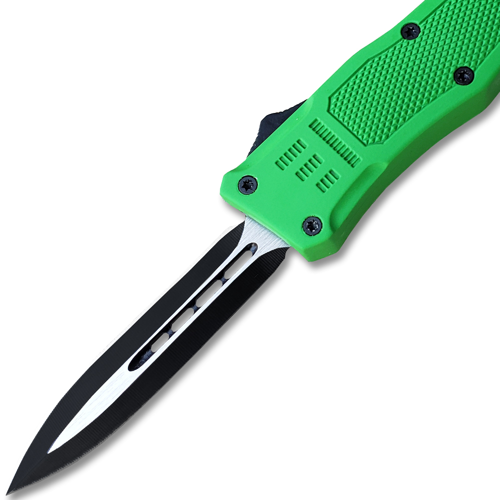 Green Legacy OTF Knife Spear Point, Double Edged Blade