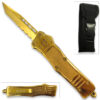 Gold Edition Legacy Edge OTF Knife Tanto Point Half Serrated Edge Blade