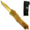 Gold Edition Legacy Edge OTF Knife Tanto Point Half Serrated Edge Blade