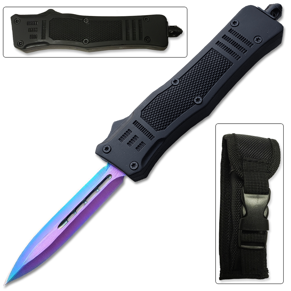 Titanium Legacy Edge OTF Knife Spear Point, Double Edged Blade