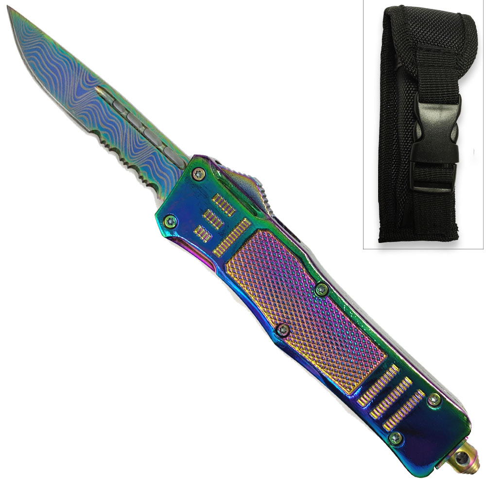 Titanium Edition Legacy Edge OTF Knife Drop Point Half Serrated