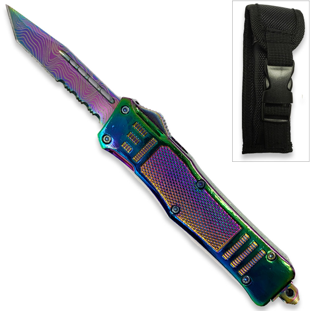 Titanium Edition Legacy Edge OTF Knife Tanto Point Half Serrated