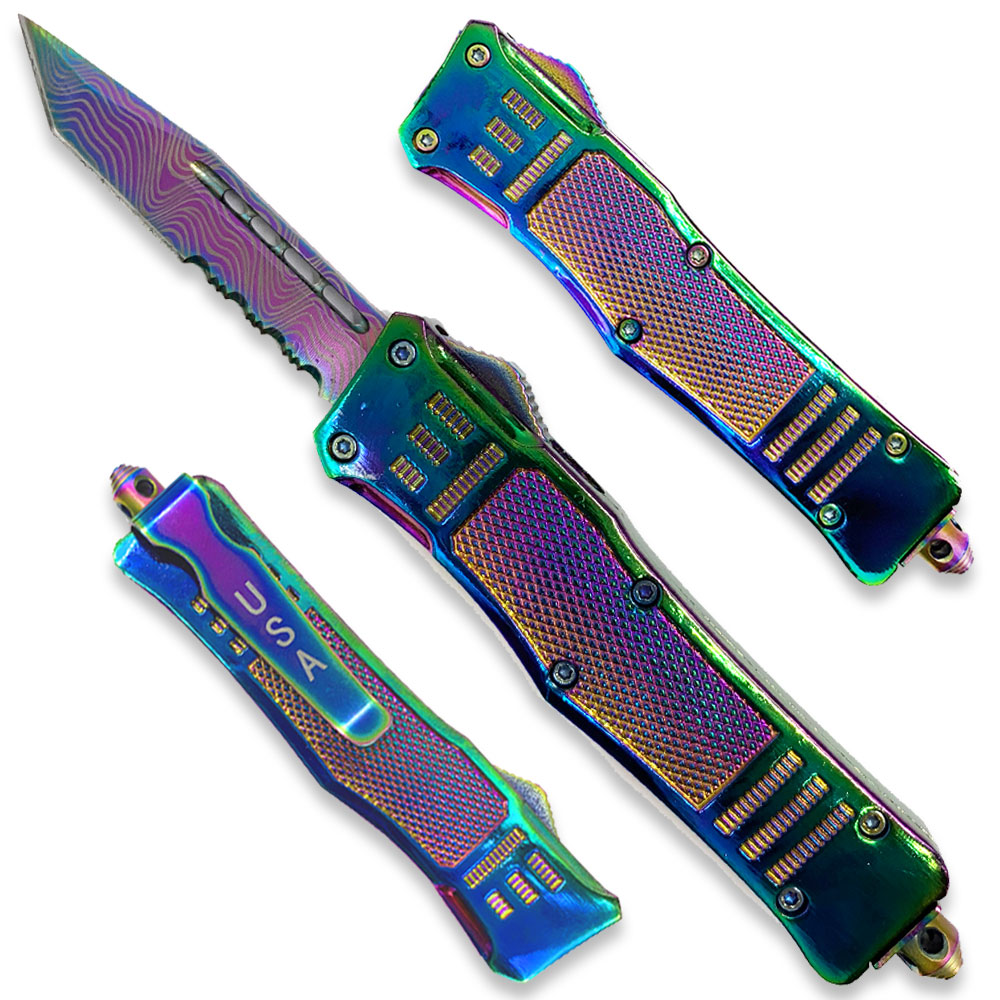 Titanium Edition Legacy Edge OTF Knife Tanto Point Half Serrated