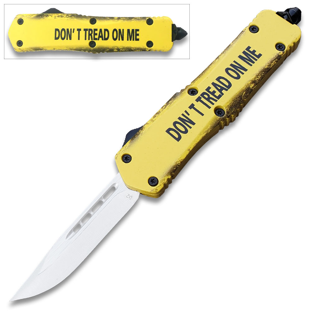 DON'T TREAD ON ME! 7" Overall Drop Point OTF Knife - Clip Plain USA