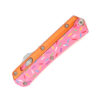 Double Edge OTF Knife With Tactical Rainbow Blade Candy Sprinkles Orange Handle