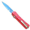 Double Edge OTF Knife With Tactical Rainbow Blade Candy Sprinkles Red Handle