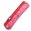 Double Edge OTF Knife With Tactical Rainbow Blade Candy Sprinkles Red Handle
