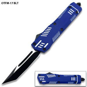 Blue White Hills OTF Tanto Blade W/Glass Breaker 7 Inches overall