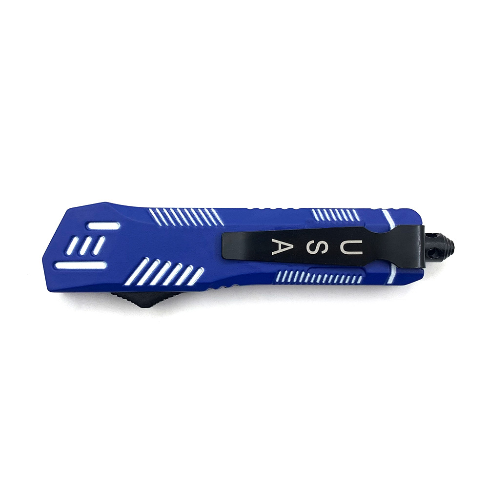 Blue White Hills OTF Tanto Blade W/Glass Breaker 7 Inches overall