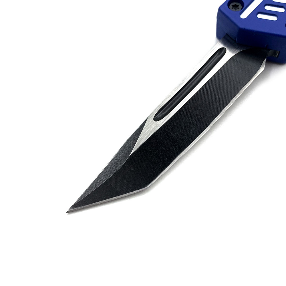 Blue White Hills OTF Tanto Blade W/Glass Breaker 7 Inches overall