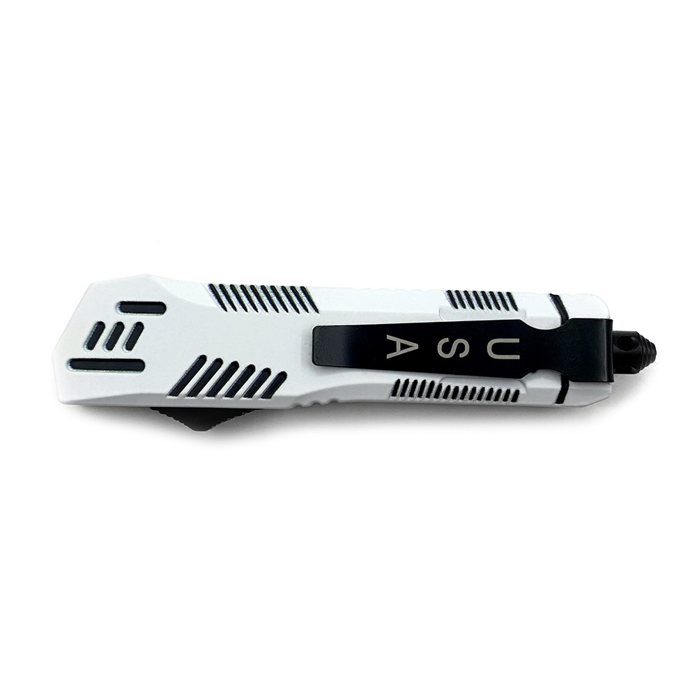 White Hills OTF Drop Point Blade W/Glass Breaker Single Edge 7 Inches overall