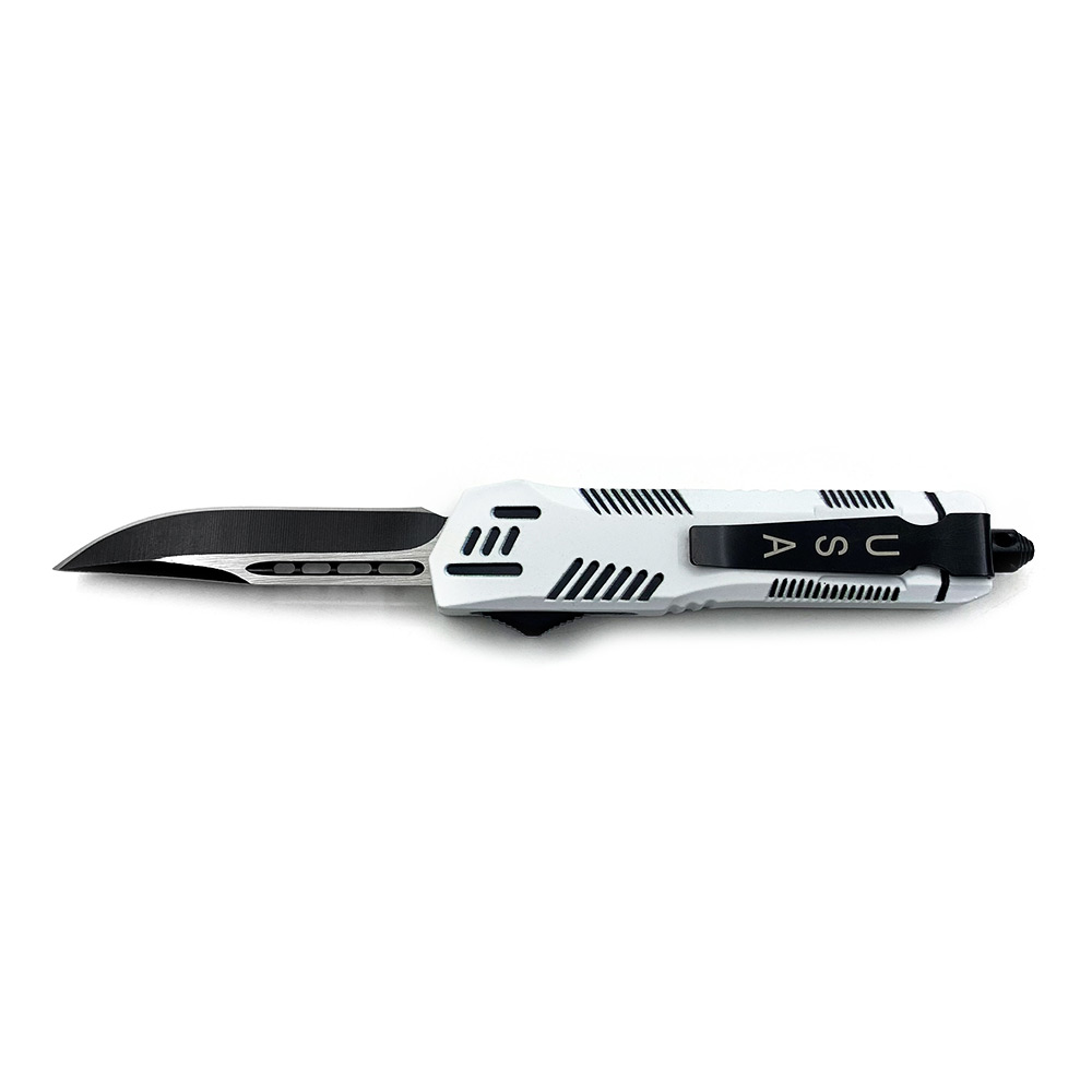 White Hills OTF Drop Point Blade W/Glass Breaker Single Edge 7 Inches overall