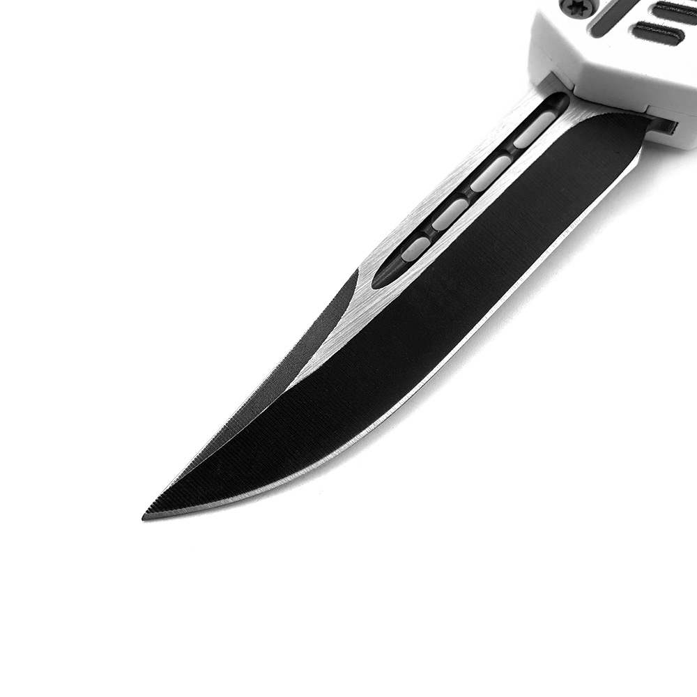 White Hills OTF Drop Point Blade W/Glass Breaker Single Edge 7 Inches overall