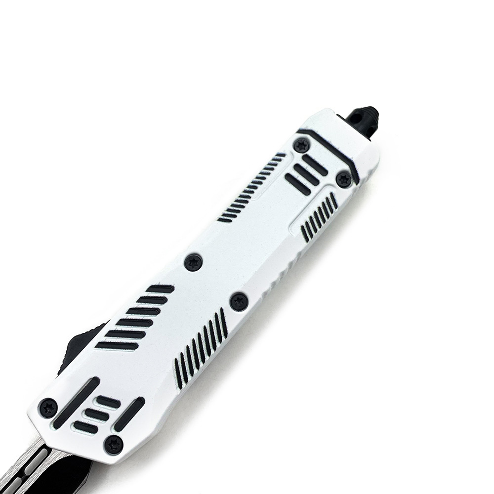 White Hills OTF Drop Point Blade W/Glass Breaker Single Edge 7 Inches overall