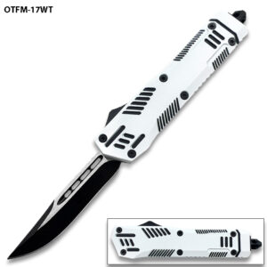 White Hills OTF Drop Point Blade W/Glass Breaker Single Edge 7 Inches overall