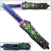 Demon Green & Purple Skull Blue Tanto Blade OTF Knife