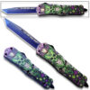 Demon Green & Purple Skull Blue Tanto Blade OTF Knife