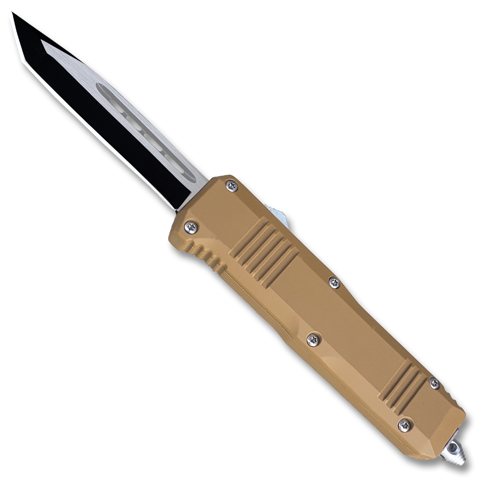 Brown Handle  Legacy Edge OTF Knife Tanto Edged Blade