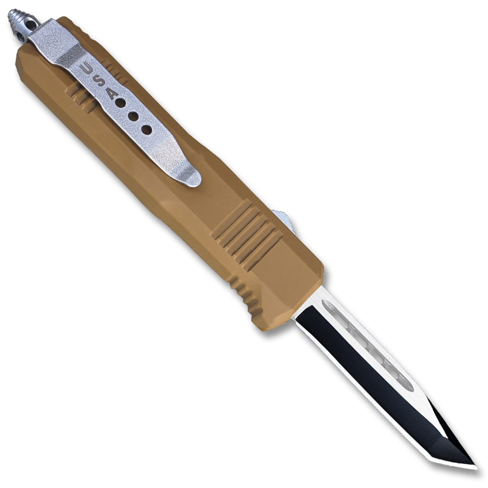 Brown Handle  Legacy Edge OTF Knife Tanto Edged Blade