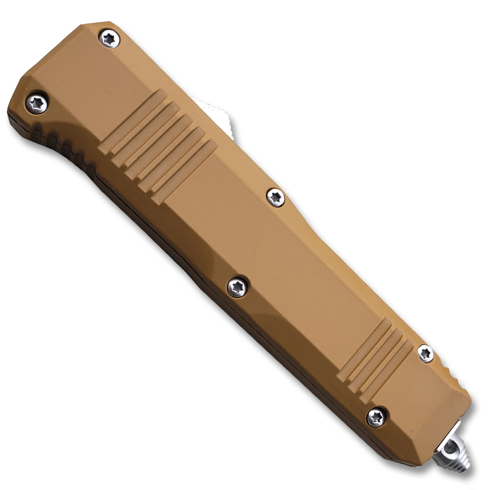 Brown Handle  Legacy Edge OTF Knife Tanto Edged Blade