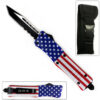 American  Flag Swift OTF Knife Tanto Blade Serrated Edge