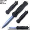 7.5 "Spear Point Blue Etched OTF Knife Tactical Edge Black Handle