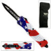American Flag Swift OTF Knife Single  Edge Serrated Top Edge Blade