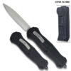 Spear Point OTF Knife Out The Front 7" Tactical  Straight Edge Black Handle
